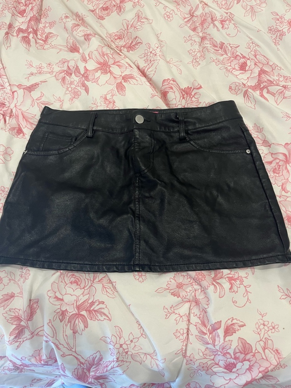 Edikted Black Faux Leather Mini Skirt